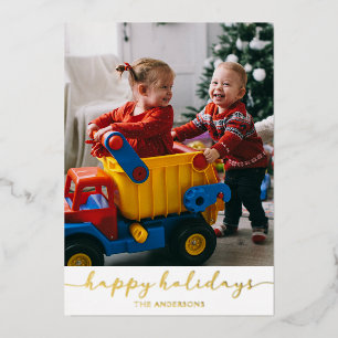 Happy Holidays Photo Foil Holiday Card