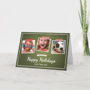 Happy Holidays Photo Holiday Chalkboard Green Red Card