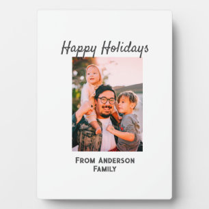 Happy holidays photo modern love simple family mo plaque