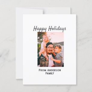 Happy holidays photo modern love simple family mo postcard