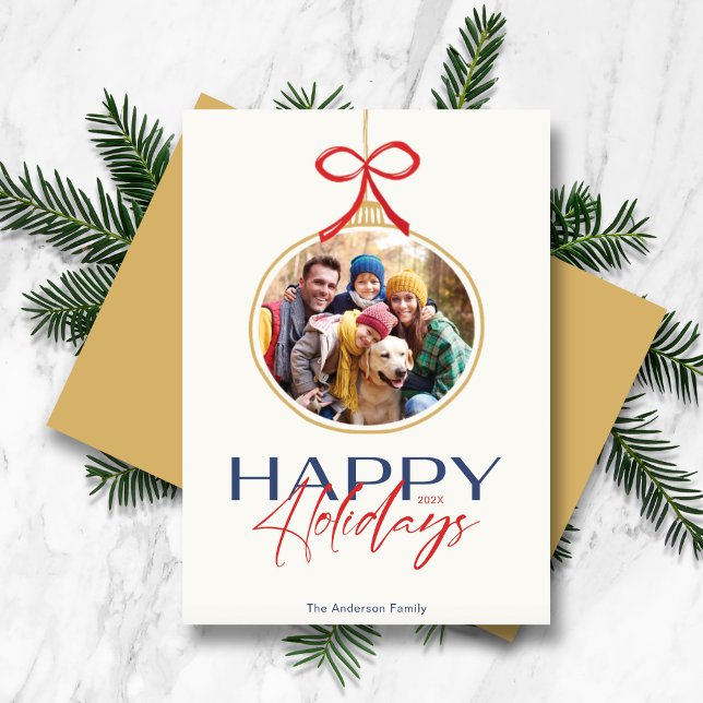 Happy Holidays Photo Ornament Holiday Card (Creator Uploaded)