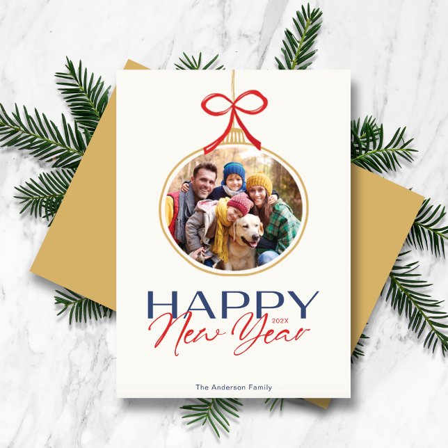 Happy Holidays Photo Ornament Holiday Card (Creator Uploaded)