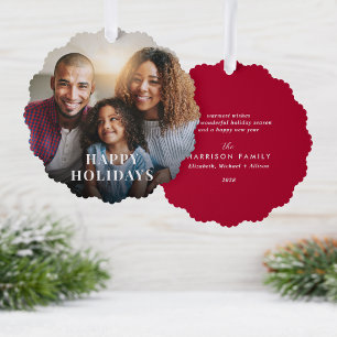 Happy Holidays Photo Overlay Christmas Tree Decoration Card