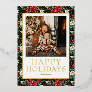 Happy Holidays Photo Real Gold Foil Holiday Card
