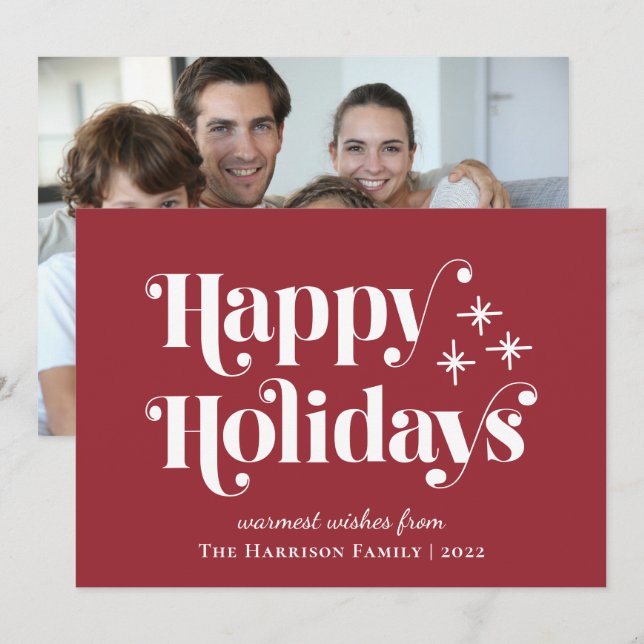 Happy Holidays Photo Red (Front/Back)