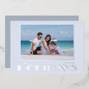 Happy Holidays Photo Silver Foil Holiday Card