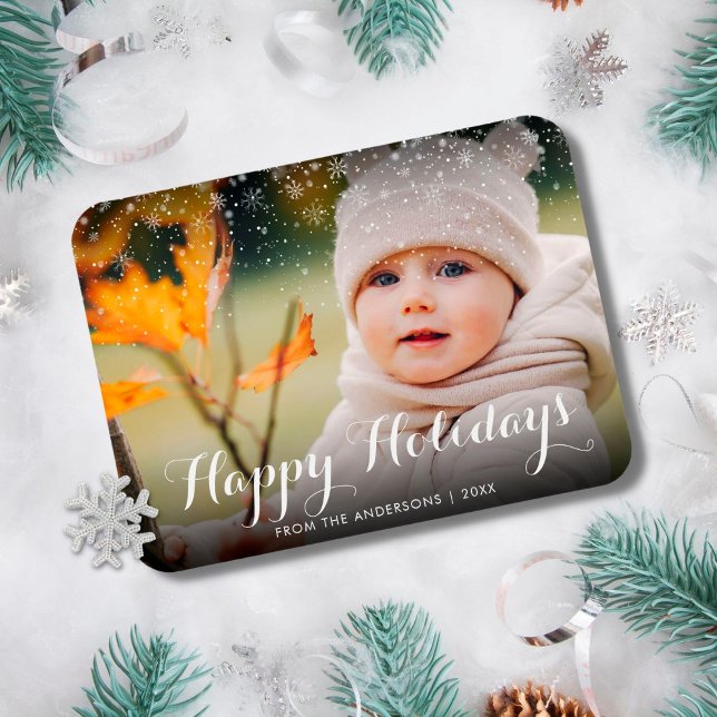 Happy Holidays Photo Snowflakes Christmas Magnet (Creator Uploaded)