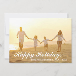 Happy Holidays Photo w/Red Chevron -Christmas Card