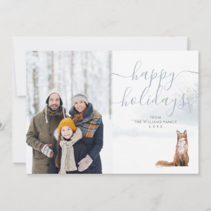 Happy Holidays Photo Winter Woodland Scene Fox Holiday Card