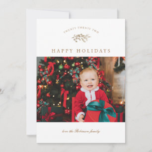 Happy Holidays Pine Branch Photo Card