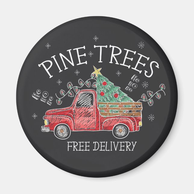 Happy Holidays | Pine Trees Free Delivery Magnet (Front)