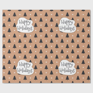 Happy Holidays pine trees pattern Wrapping Paper