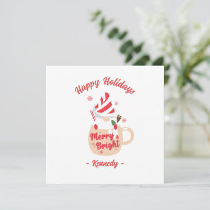 Happy Holidays - Pink Mug Hot Cocoa Merry & Bright