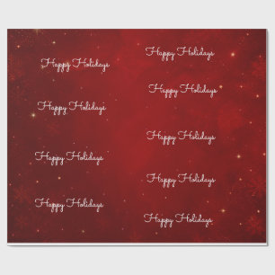 Happy Holidays Plaid Crimson Christmas  Wrapping Paper