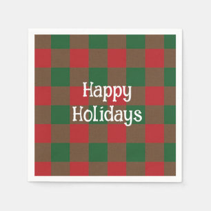 Happy Holidays Plaid Napkin