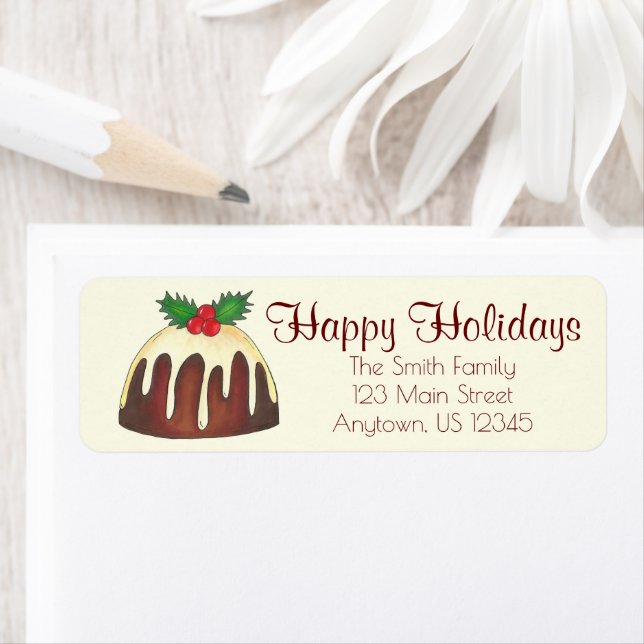 Happy Holidays Plum Pudding Address Labels (Insitu)