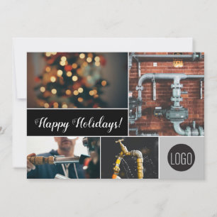 Happy Holidays Plumber Business logo Photos Holiday Card