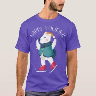 Happy Holidays Polar Bear Ice Skating Christmas An T-Shirt