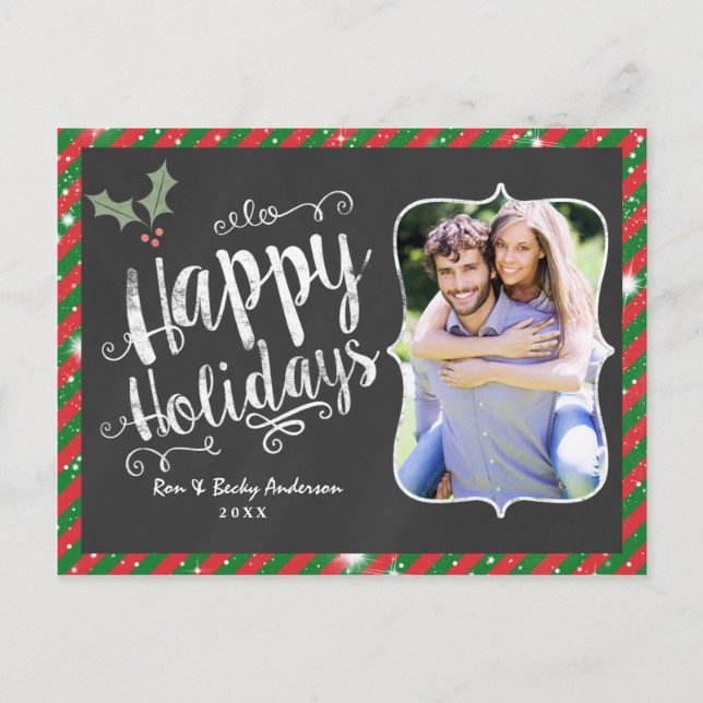 HAPPY HOLIDAYS Postcard Chalk Holiday Photo Card (Front)