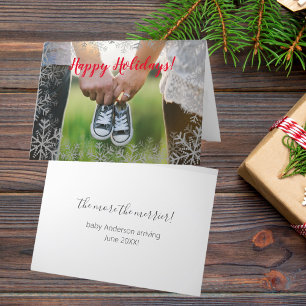 Happy Holidays Pregnancy Announcement Card