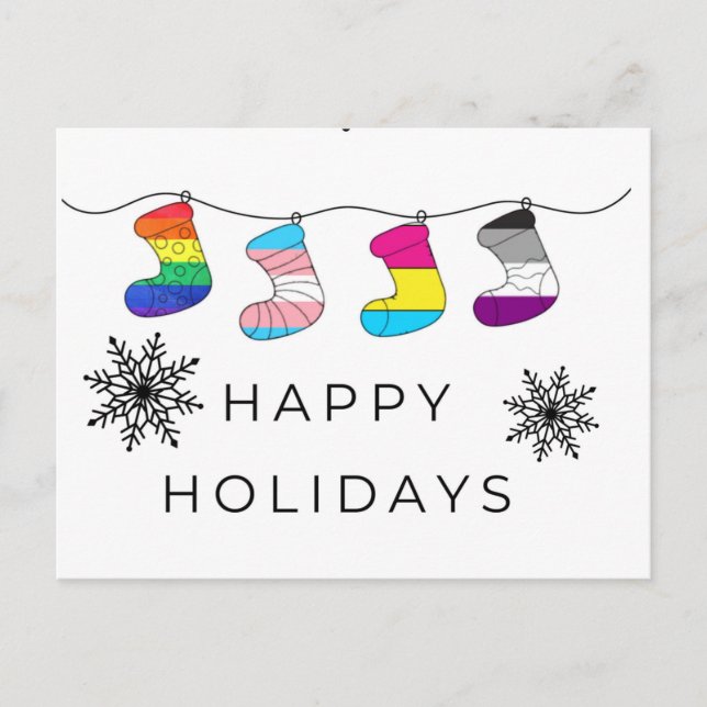 Happy Holidays Pride Postcard (Front)