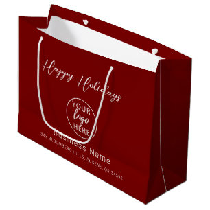Happy Holidays Professional Business Logo Large Gift Bag