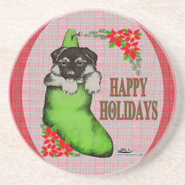 Happy Holidays Puppy Coaster (Front)