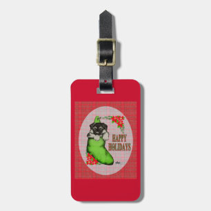 Happy Holidays Puppy Luggage Tag