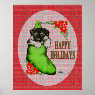 Happy Holidays Puppy Poster
