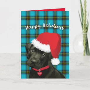 Happy Holidays Puppy with Santa Hat Adorable Holiday Card