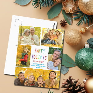 Happy Holidays Rainbow Family Photo Collage Cute Postcard