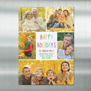 Happy Holidays Rainbow Family Photo Collage Magnet