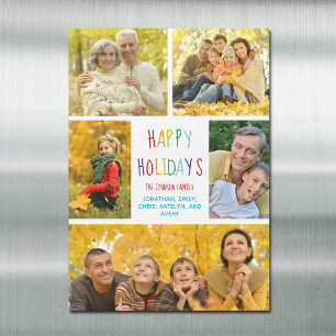 Happy Holidays Rainbow Family Photo Magnet Card