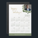 Happy Holidays Real Estate Agent Photo Calendar<br><div class="desc">Extend your Holiday greetings and thank your clients, employees and customers with these modern and customisable Christmas Corporate Holiday Real estate agent, sales representative magnetic 2023 calendar cards. Replace the photo with your own professional picture for a personal touch., customise the Name, title, contact info, website (edit text as needed),...</div>