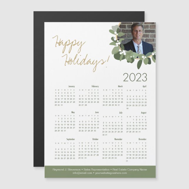Happy Holidays Real Estate Agent Photo Calendar (Front/Back)