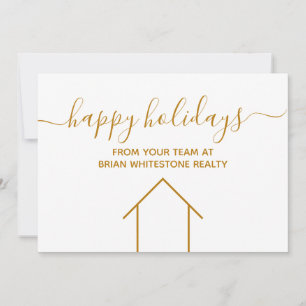 Happy Holidays Real Estate Company Gold Corporate Holiday Card