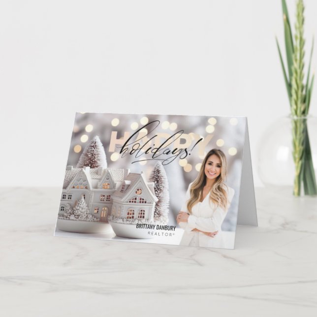 Happy Holidays Real Estate Realtor Photo Holiday Card (Front)