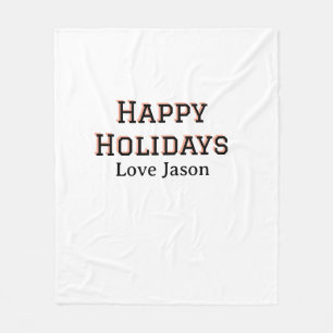 Happy holidays red black love add name family gift fleece blanket