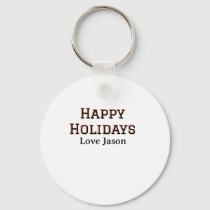 Happy holidays red black love add name family gift key ring