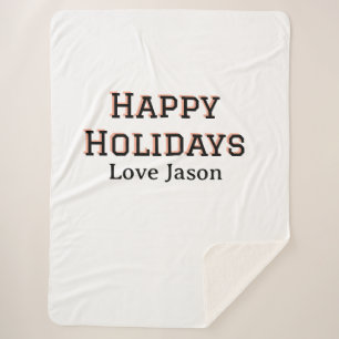 Happy holidays red black love add name family gift sherpa blanket