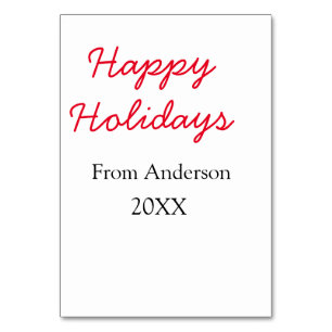 Happy holidays red black love family name yearChri Table Number