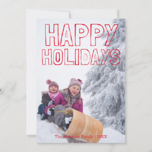 Happy Holidays Red Block - Christmas Card