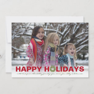 Happy Holidays Red Block, Full Photo Holiday Card