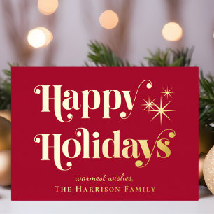 Happy Holidays Red Christmas Foil Holiday Card