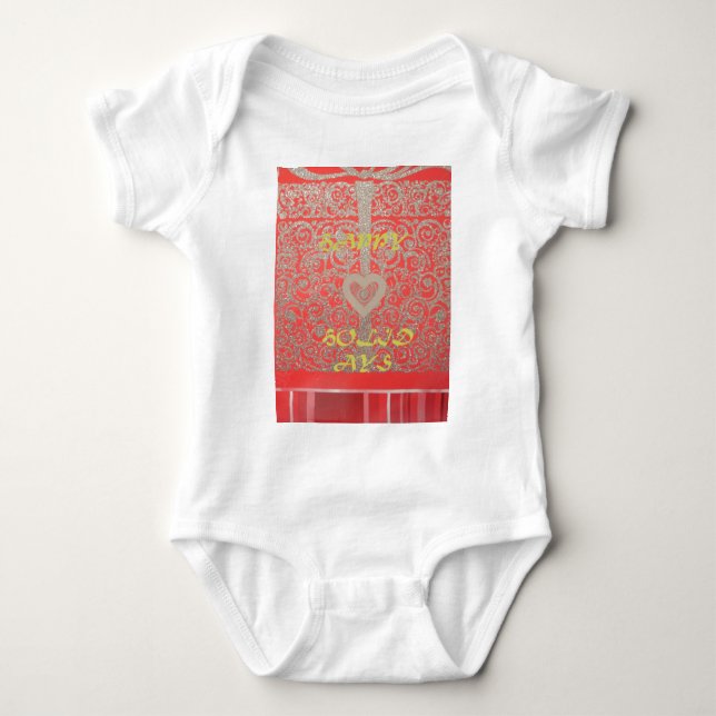 Happy Holidays Red Glitter heart design Baby Bodysuit (Front)