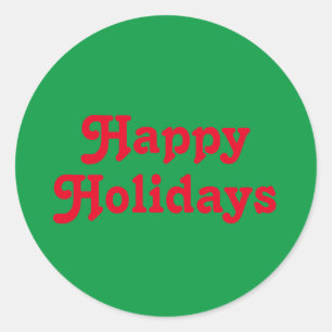 "Happy Holidays" red green Christmas Holiday Classic Round Sticker