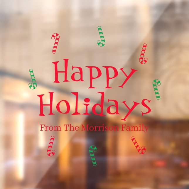 Happy Holidays red green custom name candy cane (Sheet 2)