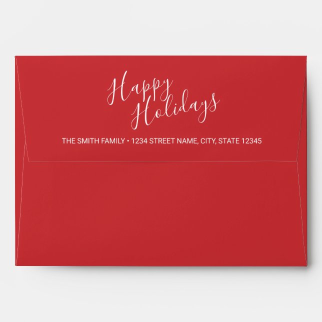 'Happy Holidays' Red Holiday Greeting Card Envelope (Back (Top Flap))