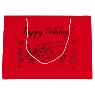 Happy Holidays! Red  Large Gift Bag