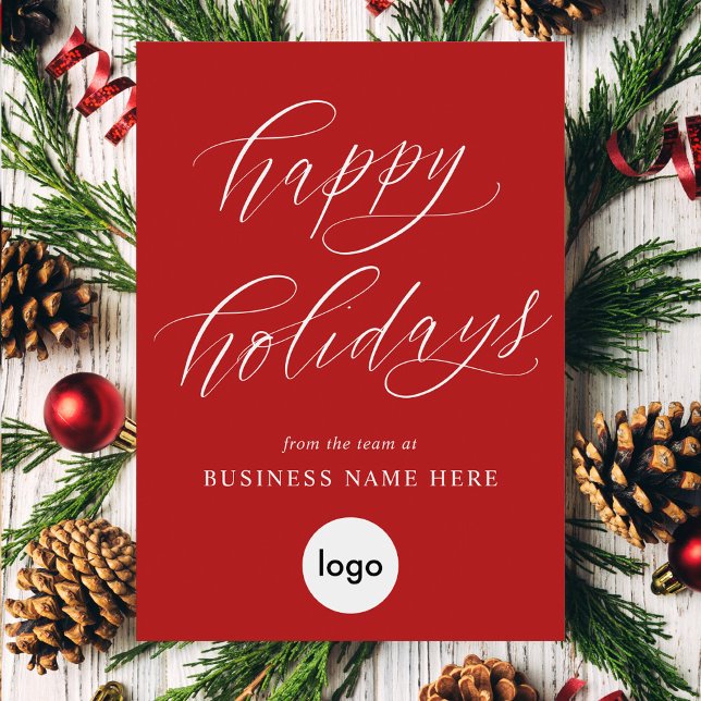 Happy Holidays Red Modern Business Holiday Card (Creator Uploaded)